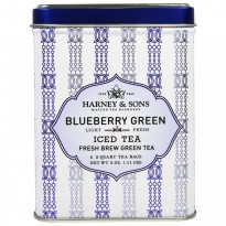 Harney & Sons, Blueberry Green Iced Tea, 6 - 2 Quart Tea Bags, 3 oz (0.11 g)