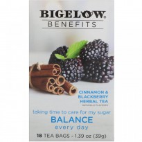 Bigelow, Benefits, Balance, Cinnamon & Blackberry Herbal Tea, 18 Tea Bags, 1.39 oz (39 g)