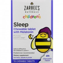 Zarbee's, Children's Sleep Chewable Tablet with Melatonin, Natural Grape Flavor, 50 Chewable Tablets