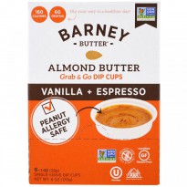 Barney Butter, Almond Butter, Grab & Go Dip Cups, Vanilla + Espresso, 6 Single - Serve Dip Cups, 1 oz (28 g) Each