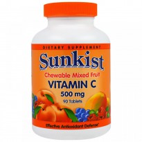 Sunkist, Vitamin C, Chewable Mixed Fruit, 500 mg, 90 Tablets