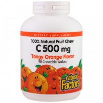 Natural Factors, C 500 mg, Tangy Orange Flavor, 90 Chewable Wafers