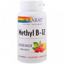Solaray, Methyl B-12, Raspberry-Lemon Flavor, 5000 mcg, 60 Lozenges