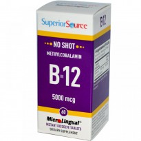 Superior Source, Methylcobalamin B12, 5000 mcg, 60 MicroLingual Instant Dissolve Tablets