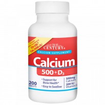 21st Century, Calcium 500 + D3, 200 Tablets