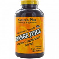 Nature's Plus, Orange Juice Vitamin C Supplement, 500 mg, 180 Tablets