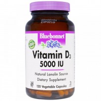 Bluebonnet Nutrition, Vitamin D3, 5000 IU, 120 Veggie Caps