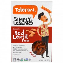 Tolerant, Simply Legumes, Organic Red Lentil Pasta, Rotini, 8 oz (227 g)