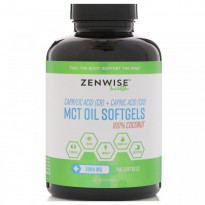 Zenwise Health, 100% Coconut MCT Oil, Caprylic Acid (C8) Plus Capric Acid (C10), 3000 mg, 180 Softgels