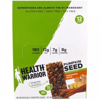 Health Warrior, Inc., Pumpkin Seed Superfood Bar, Cinnamon Spice, 12 Bars, 1.27 oz (36 g) Each