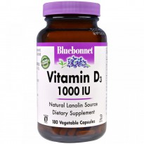 Bluebonnet Nutrition, Vitamin D3, 1000 IU, 180 Veggie Caps