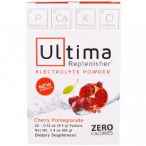 Ultima Health Products, Ultima Replenisher Electrolyte Powder, Cherry Pomegranate, 20 Packets, 0.12 oz (3.4 g)