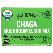 Four Sigmatic, Chaga Mushroom Elixir Mix, 20 Packets, 0.1 oz (3 g) Each