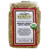 Bergin Fruit and Nut Company, Organic Green Lentil Beans, 16 oz (454 g)