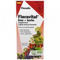 Flora, Floradix, Floravital, Iron + Herbs Supplement, Liquid Extract Formula, 23 fl oz (700 ml)