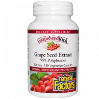 Natural Factors, GrapeSeedRich, Grape Seed Extract, 100 mg, 120 Veggie Caps