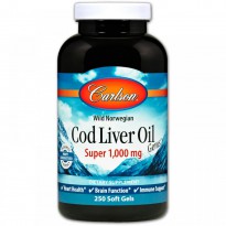 Carlson Labs, Wild Norwegian Cod Liver Oil Gems, Super, 1000 mg, 250 Soft Gels
