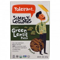 Tolerant, Organic, Green Lentil Pasta, Penne, 8 oz (227 g)