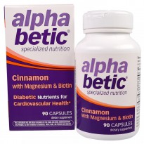 Enzymatic Therapy, Alpha Betic, Cinnamon with Magnesium & Biotin, 90 Capsules