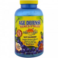 Nature's Life, Age Defense Women's Multi, Tasty Blueberry, 120 Chewable Tablets