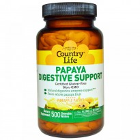 Country Life, Papaya Digestive Support, Pineapple Papaya Flavor, 500 Chewable Wafers