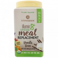 Sunwarrior, Illumin8, Plant-Based Organic Superfood Meal Replacement, Vanilla Bean, 1.76 lb (800 g)