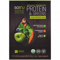 SoTru, Organic Fermented Protein & Greens, Vegan Superfood Shake, 12 Packets, 0.95 oz (27 g) Each
