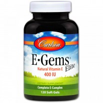 Carlson Labs, E-Gems Elite, Natural Vitamin E, 400 IU, 120 Soft Gels