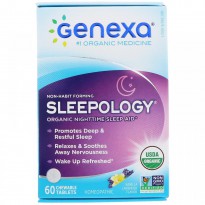 Genexa LLC, Sleepology, Organic Nighttime Sleep Aid, Vanilla Lavender Flavor, 60 Chewable Tablets