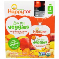 Nurture Inc. (Happy Baby), Organics, Love My Veggies, Carrot, Banana, Mango & Sweet Potato, 4 Pouches - 4.22 oz (120 g) Each