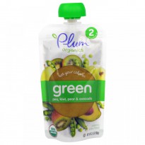 Plum Organics, Stage 2, Eat Your Colors, Green, Pea, Kiwi, Pear & Avocado, 3.5 oz (99 g)