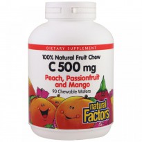 Natural Factors, Vitamin C, Peach, Passionfruit & Mango, 500 mg, 90 Chewable Wafers